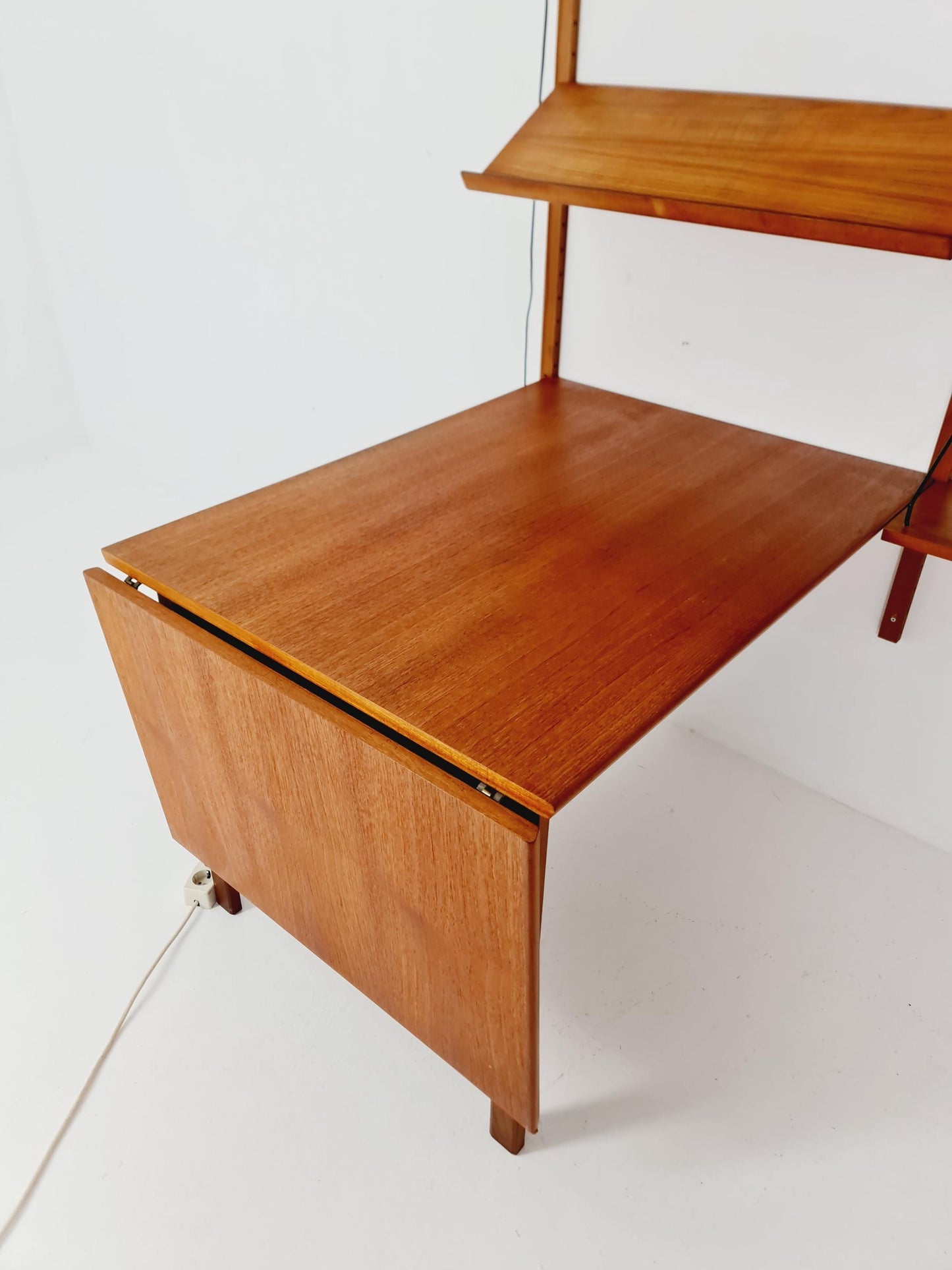Big Mid century Danish Teak Wall Unit with showcase and dining table/Desk with show case by Poul Cadovius for Cado, Denmark, 1960s