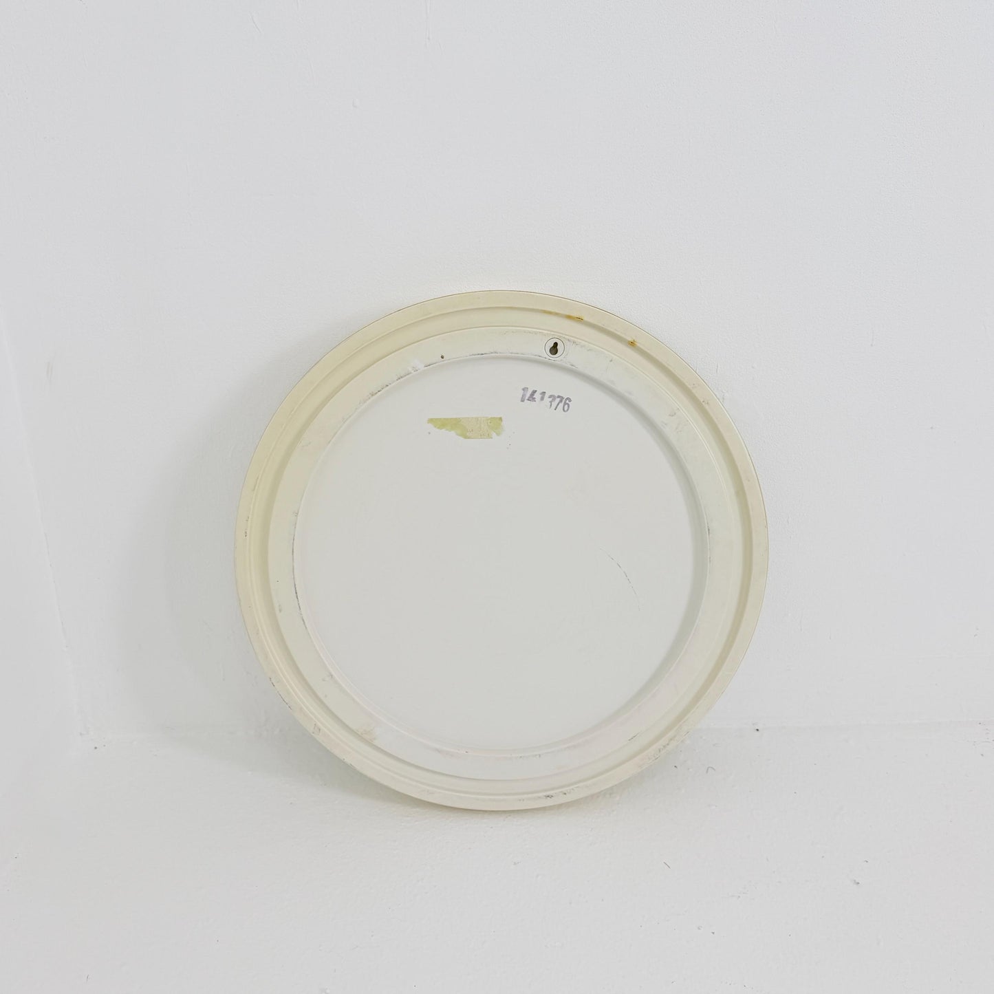 Space Age \Mid-Century white cream Round Mirrror, 1970s Italy