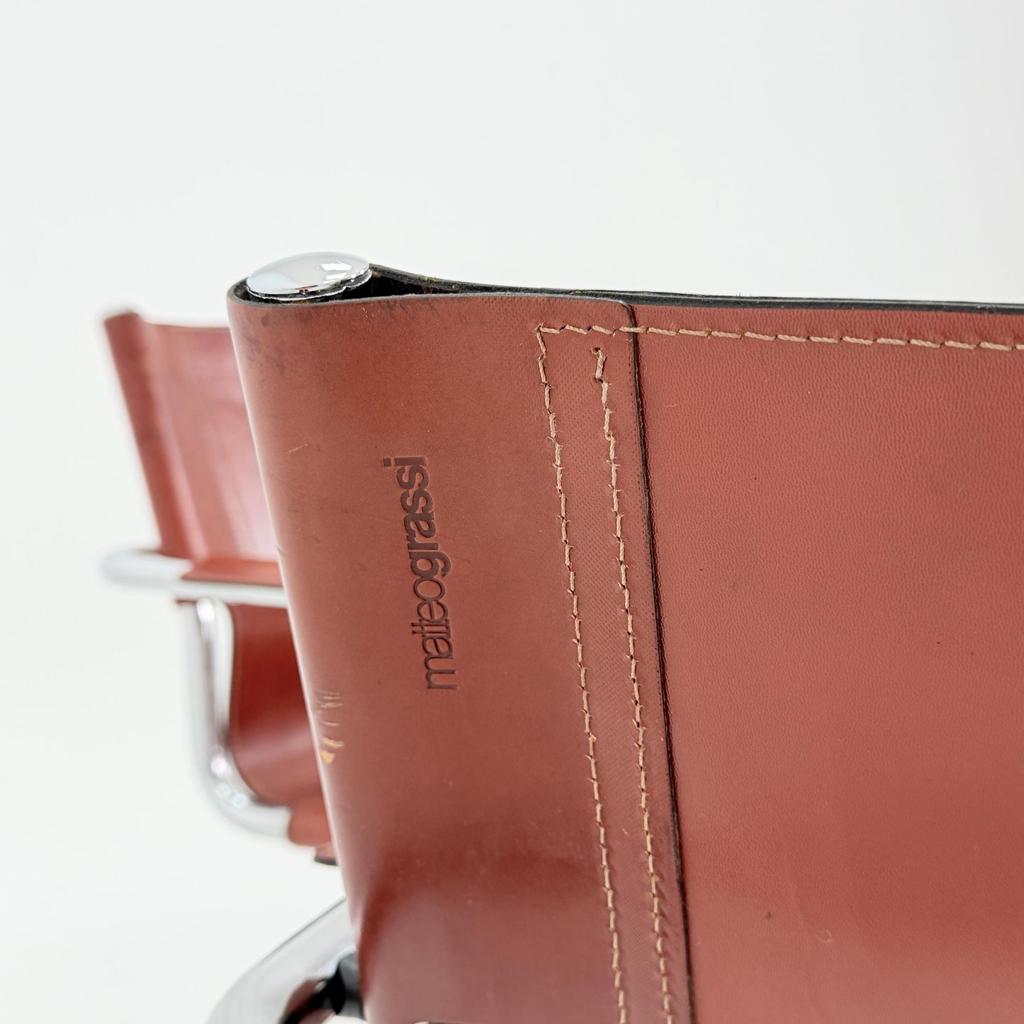 Mid century Matteo Grassi MG5 Dark Cognac Leather Bauhaus Chair, 1980s Italy — Mart Stam & Marcel Breuer