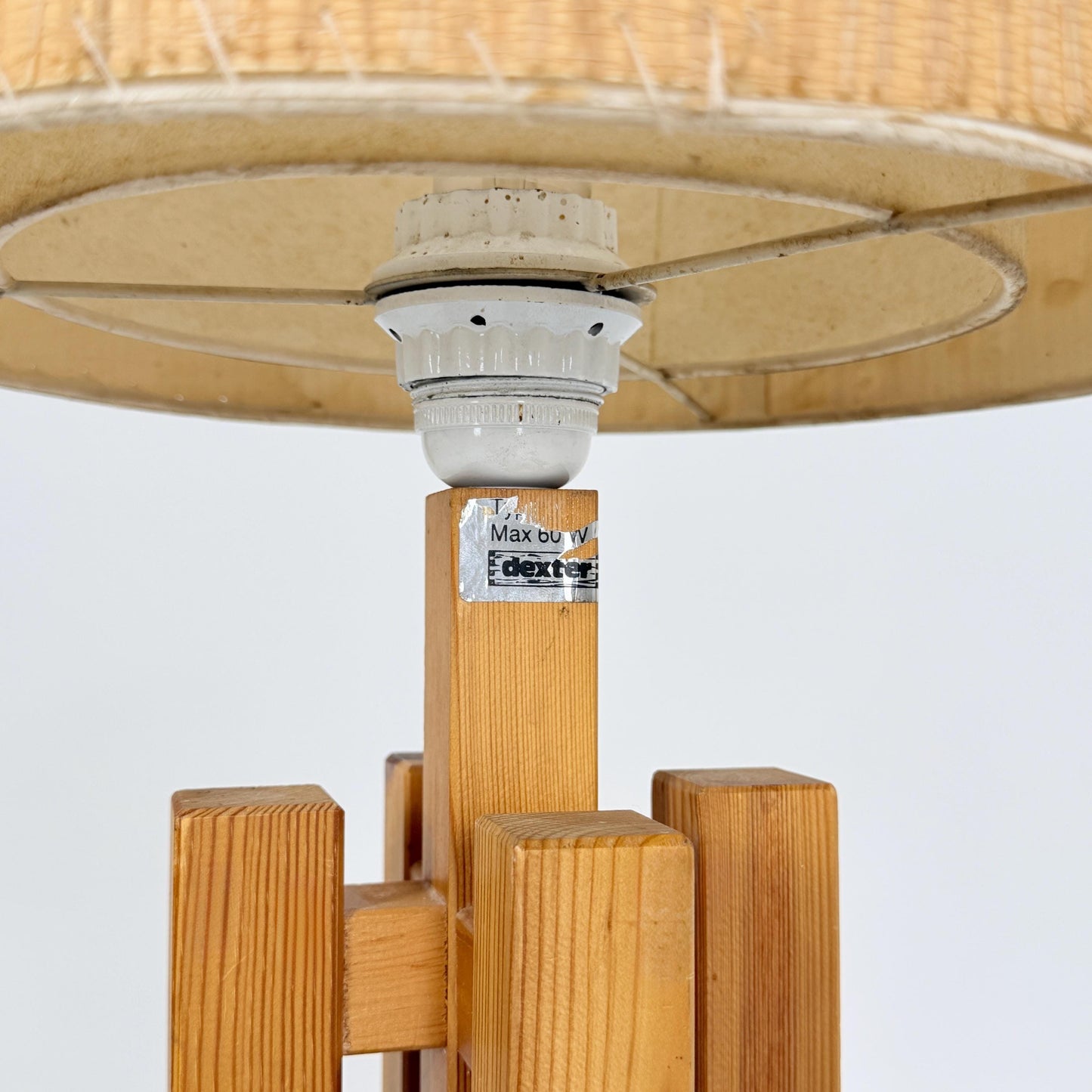 Mid Century Swedish Pine Table Lamp by Dexter, 1970s