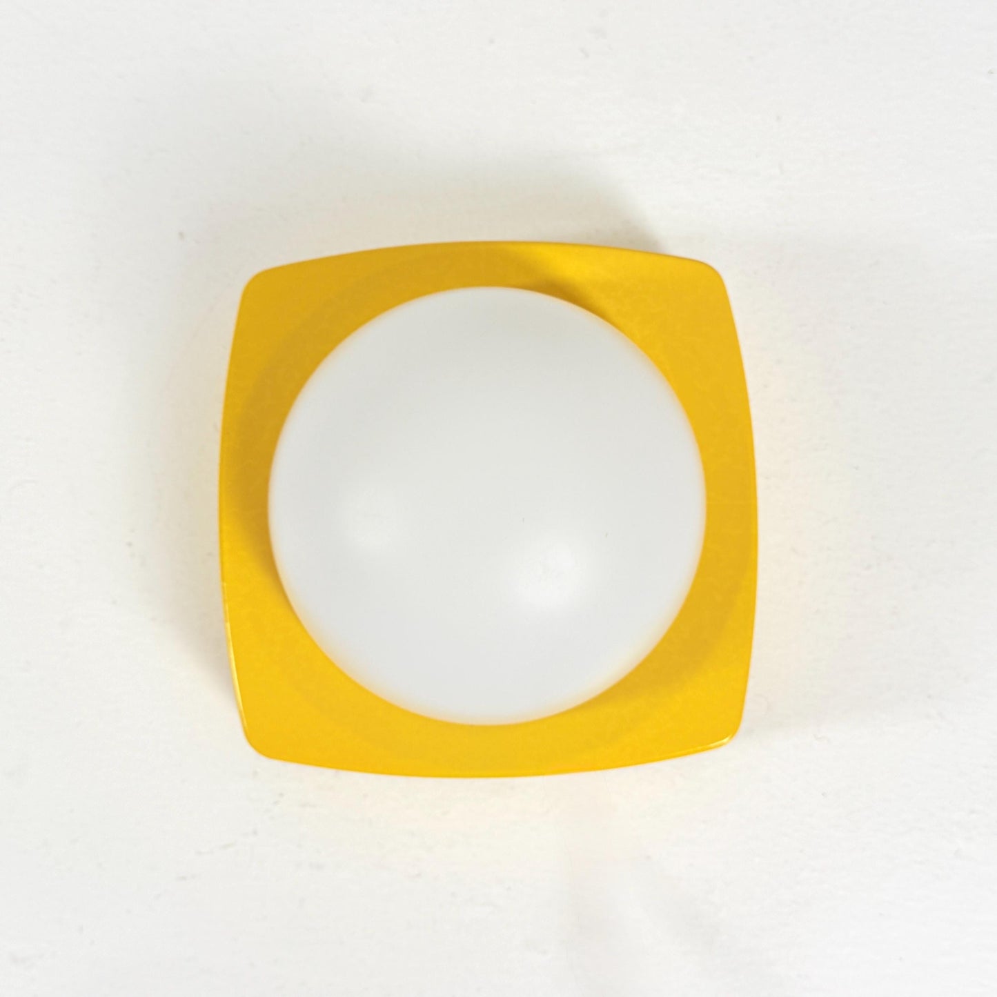 Mid Century Spaceage Herda Amsterdam Yellow Milk Glass Wall - Ceiling Light, 1970s