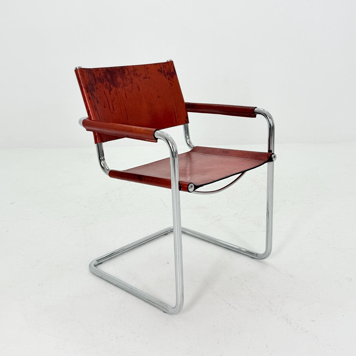 Mid century MG5/B34 leather cantilevered armchair by Mart Stam for Matteo Grassi italy 1980s