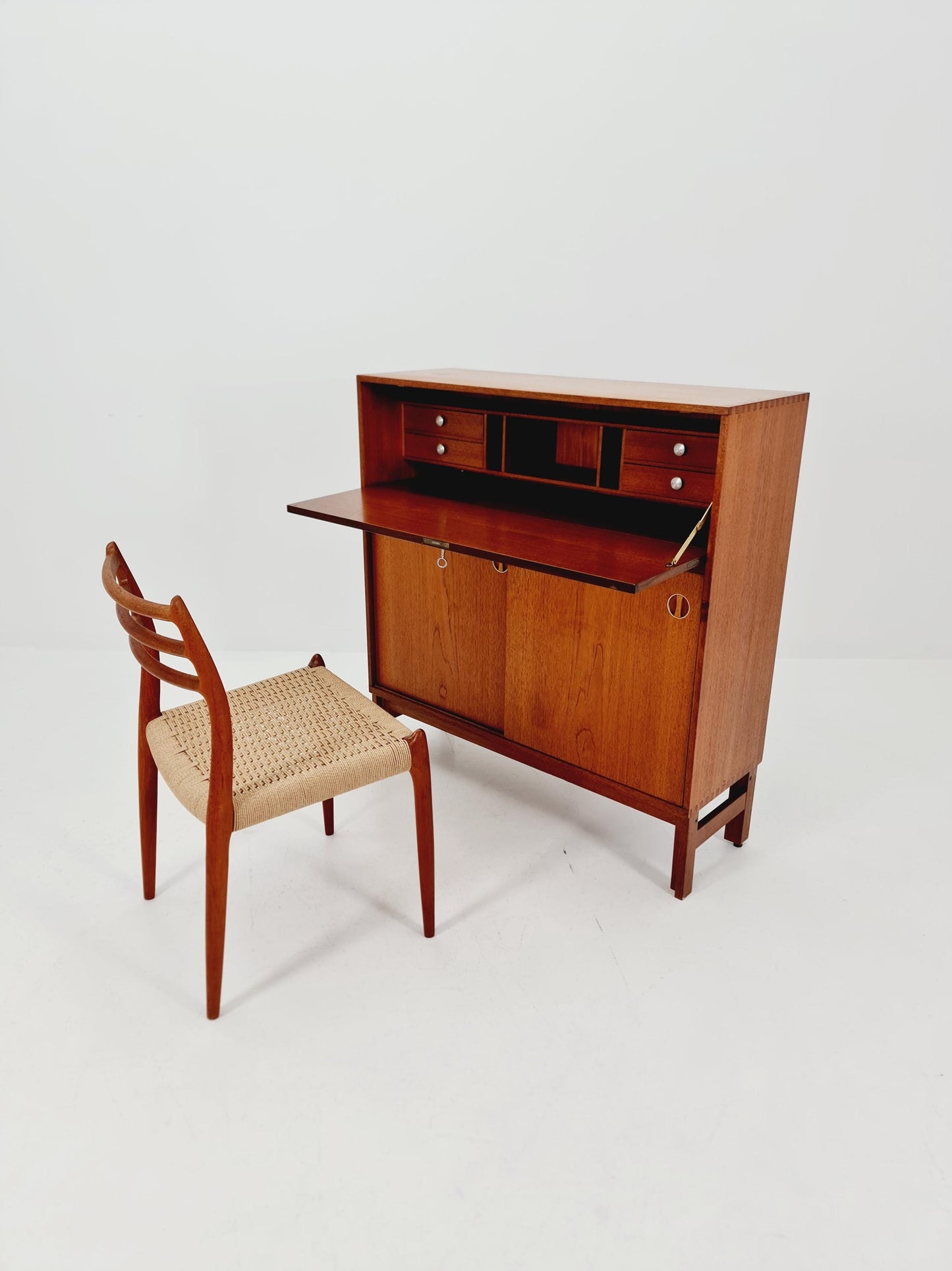 Vintage teak danish Highboard /Secretary By Bräntorps Fiesta library , 1960s