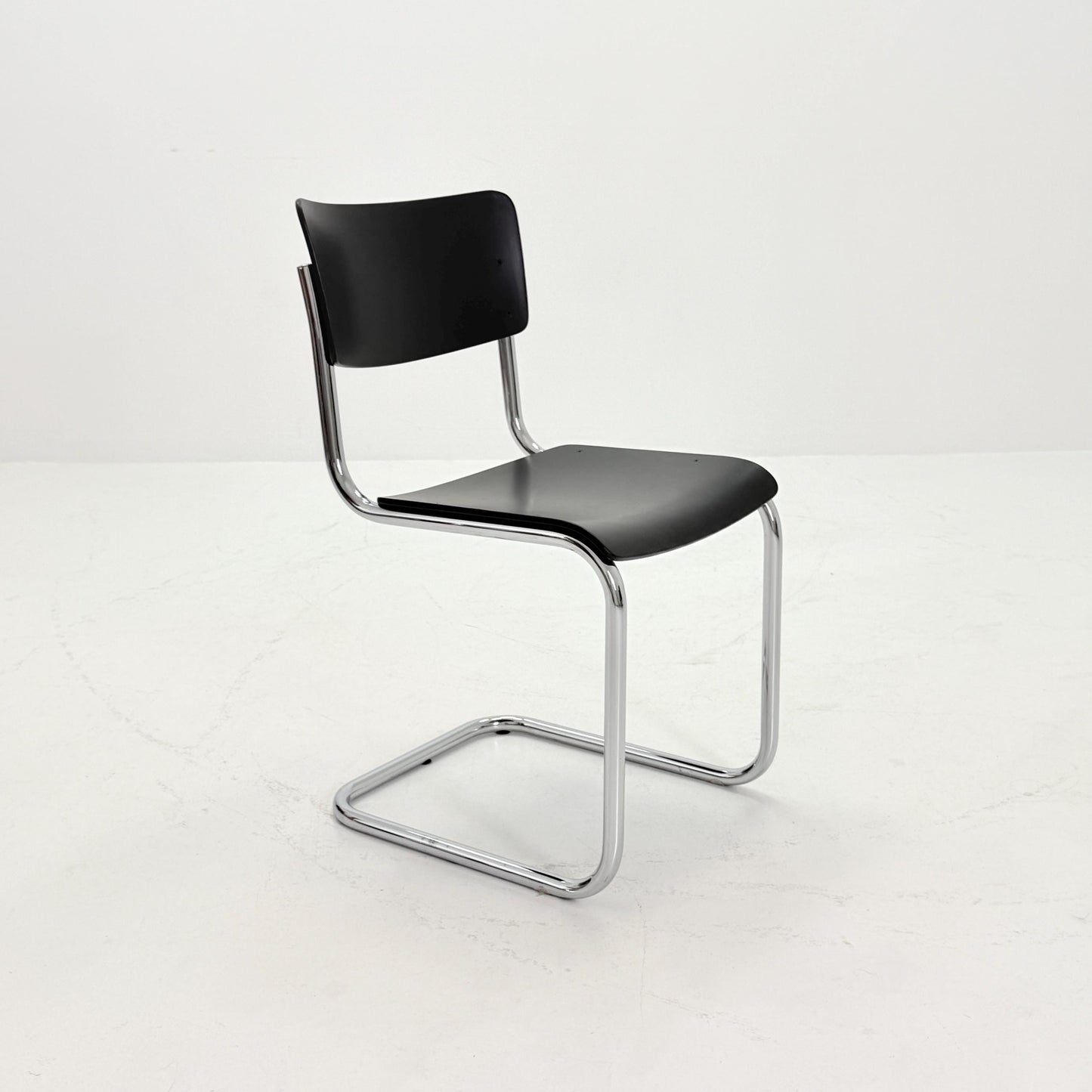 Mid century S43 Mart stam cantilever chair black beech steel tube chrome-plated by Thonet -1980s Germany