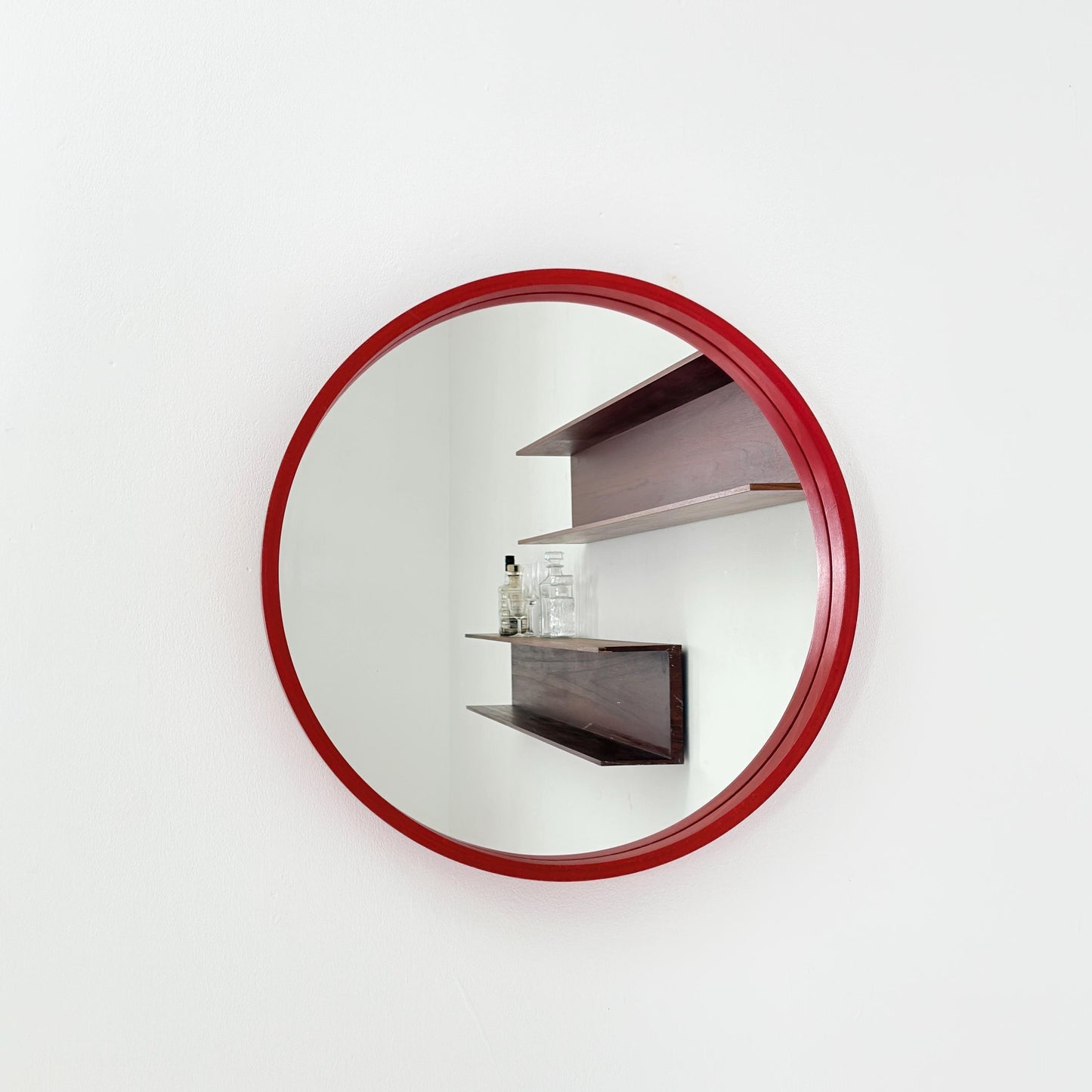 Mid-Century Large Round Wooden Wall Mirror, 1970s Germany
