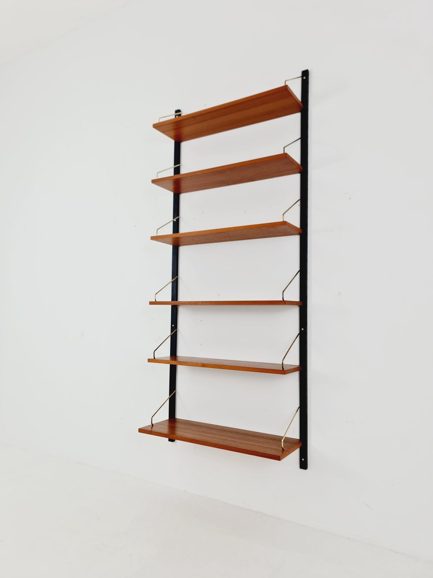 Midcentury Danish Teak Wall-Mounted Shelving Unit, by Royal for Poul Cadovius, 1960s