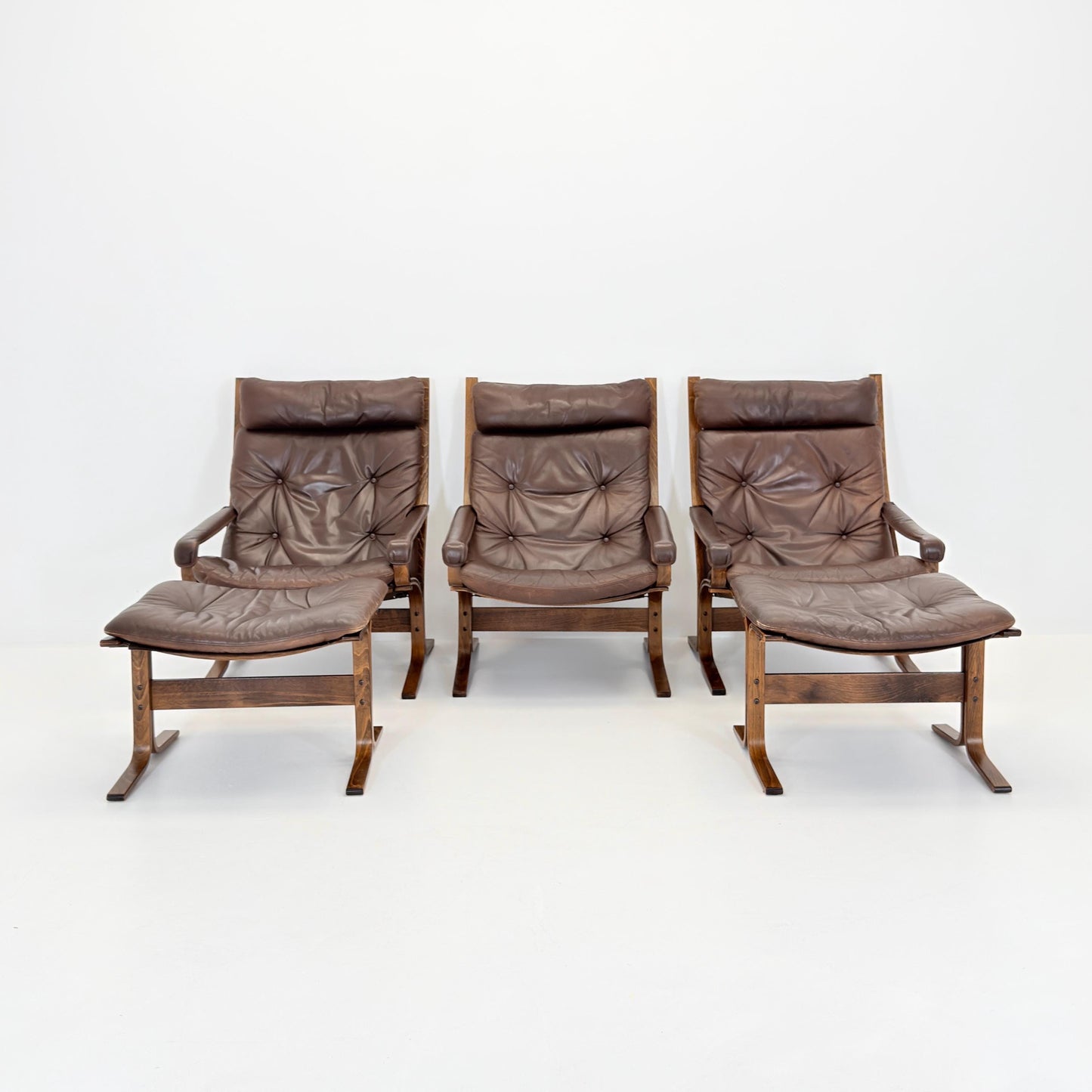 Mid Century Siesta High Back Lounge Chair & Ottoman Set by Ingmar Relling for Westnofa Norway 1960s