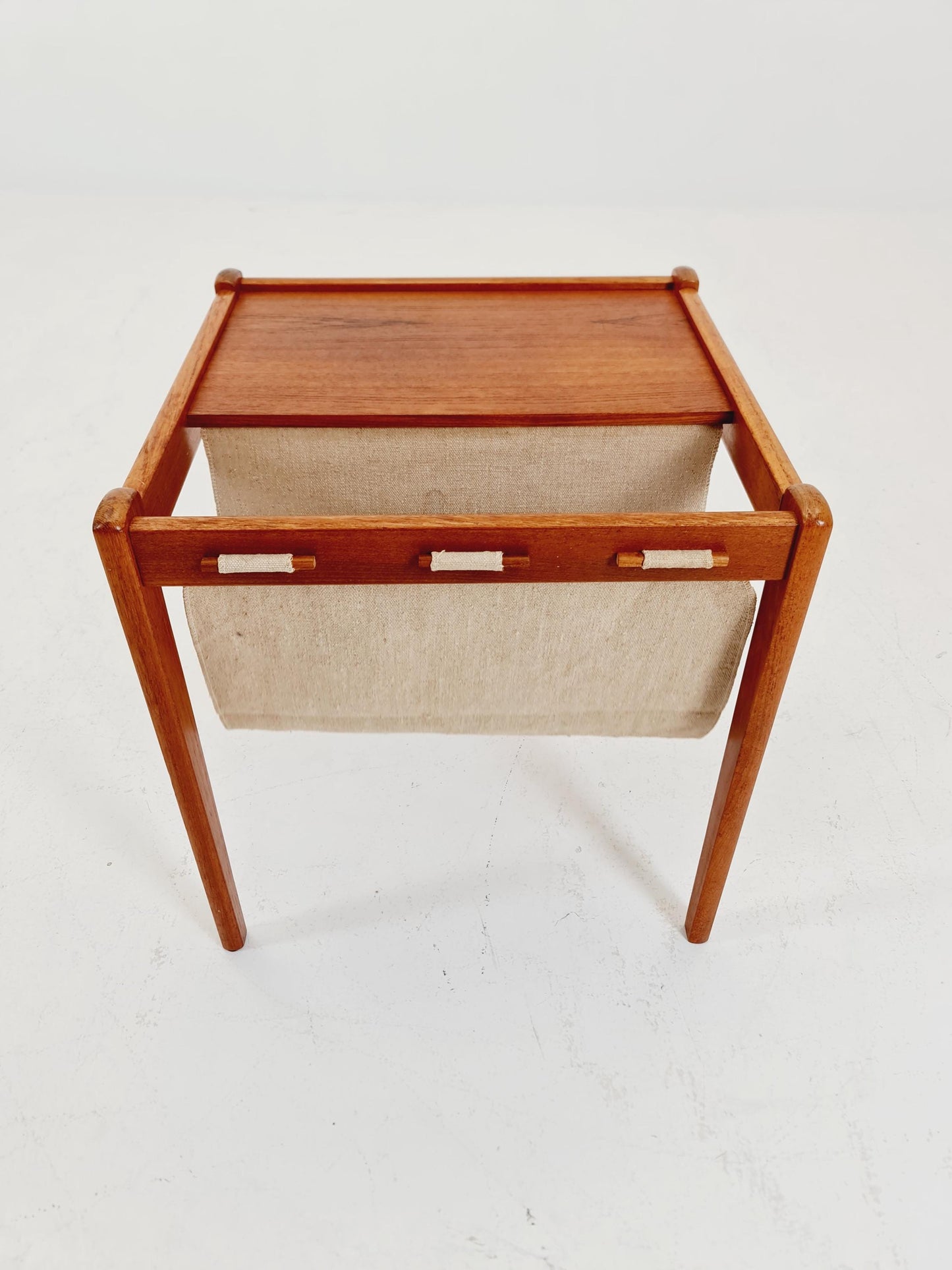 Danish Mid century solid teak Side table magazine rack by Brdr.Furbo For spottrup , 1960s
