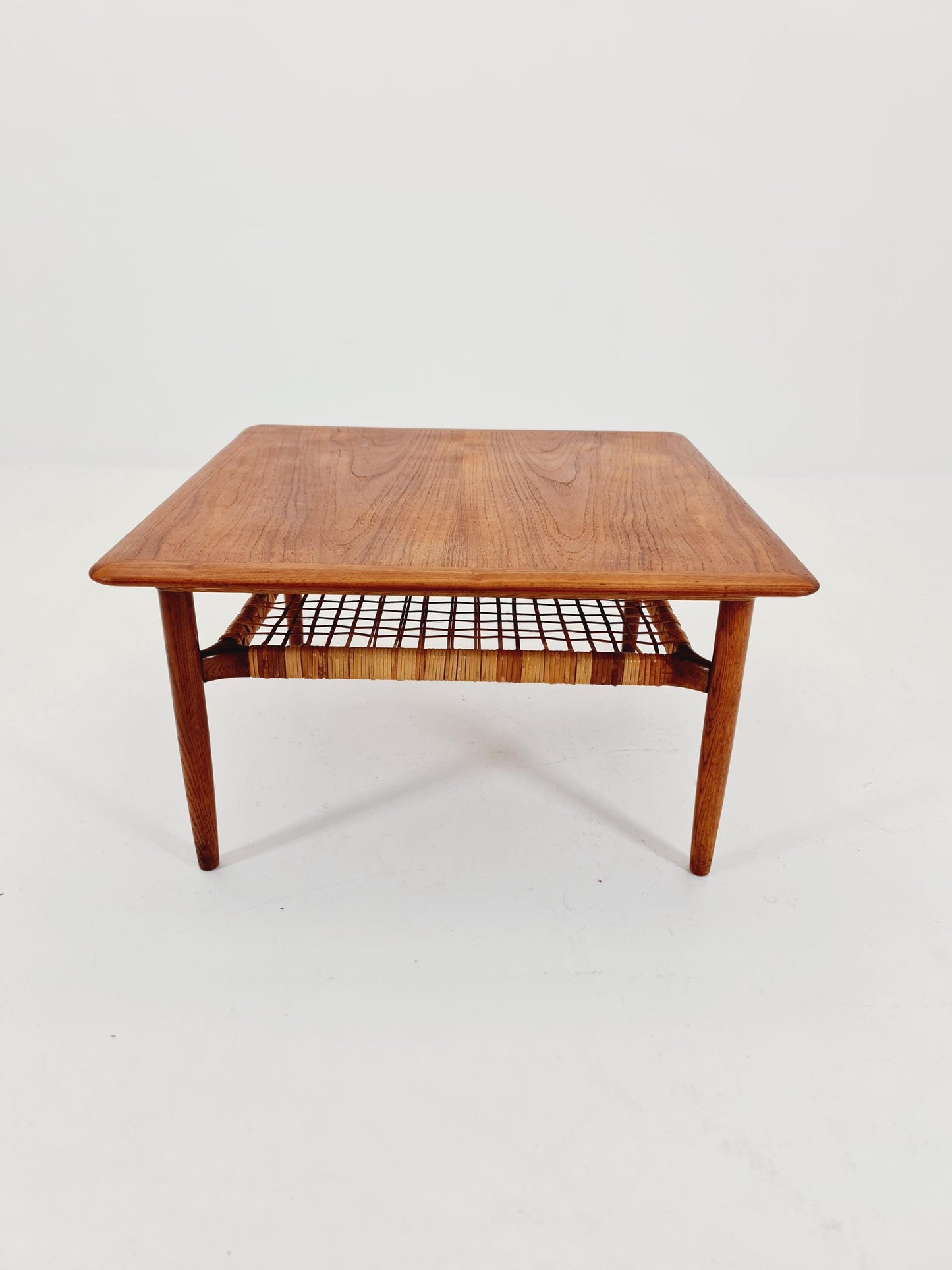 Mid century Danish Teak & Rattan Coffee table by Kurt Østervig for jason MØbler Denmark, 1960s