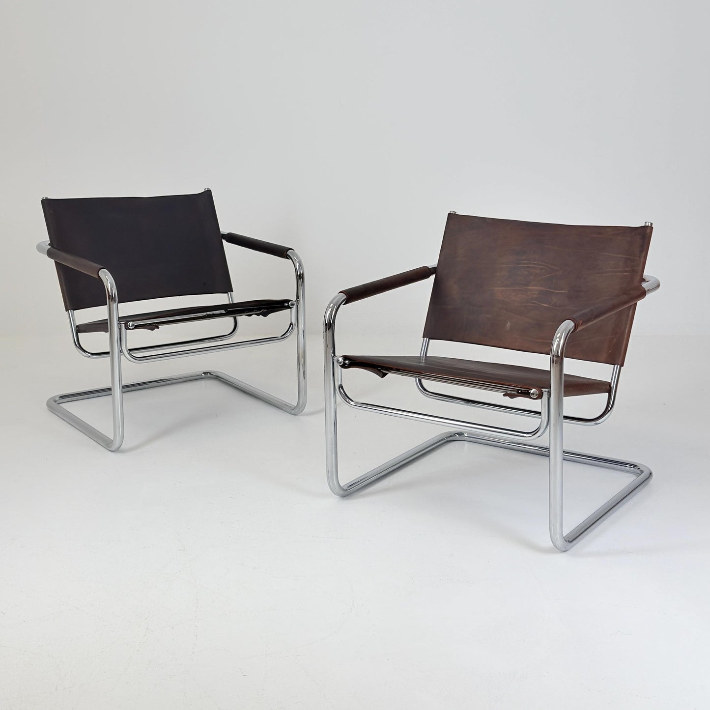 Rare Mid Century Rondo Cantilever Lounge Armchair by Heinrich Pfalzberger – Chocolate Brown Leather, Swiss Design 1960s,