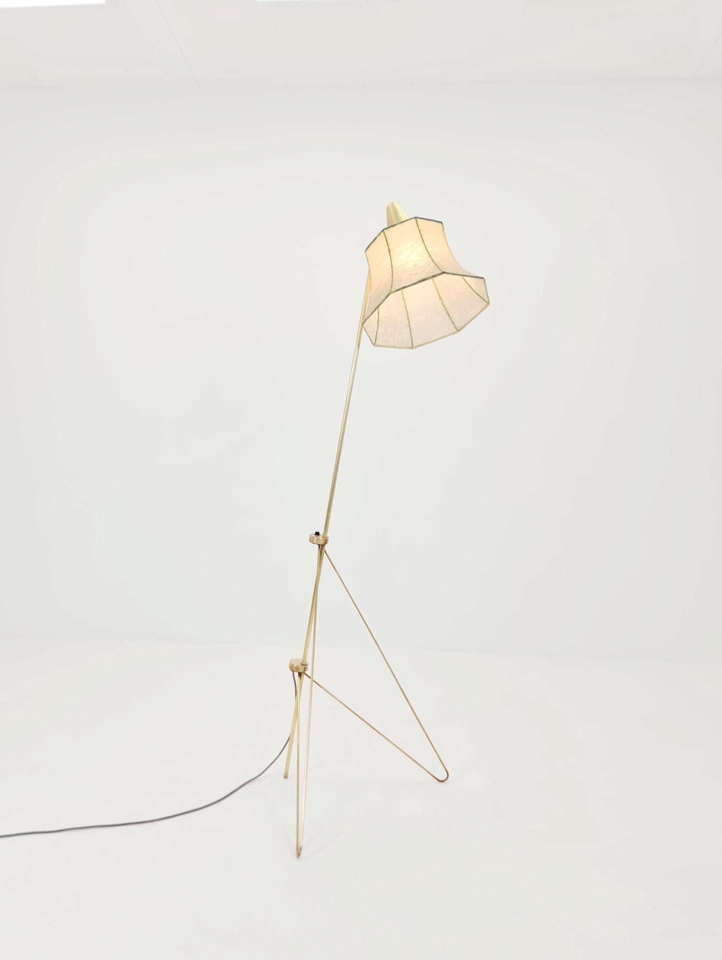Mid century Super rare brass & Cocoon Floor lamp by Josef Horka 1950s