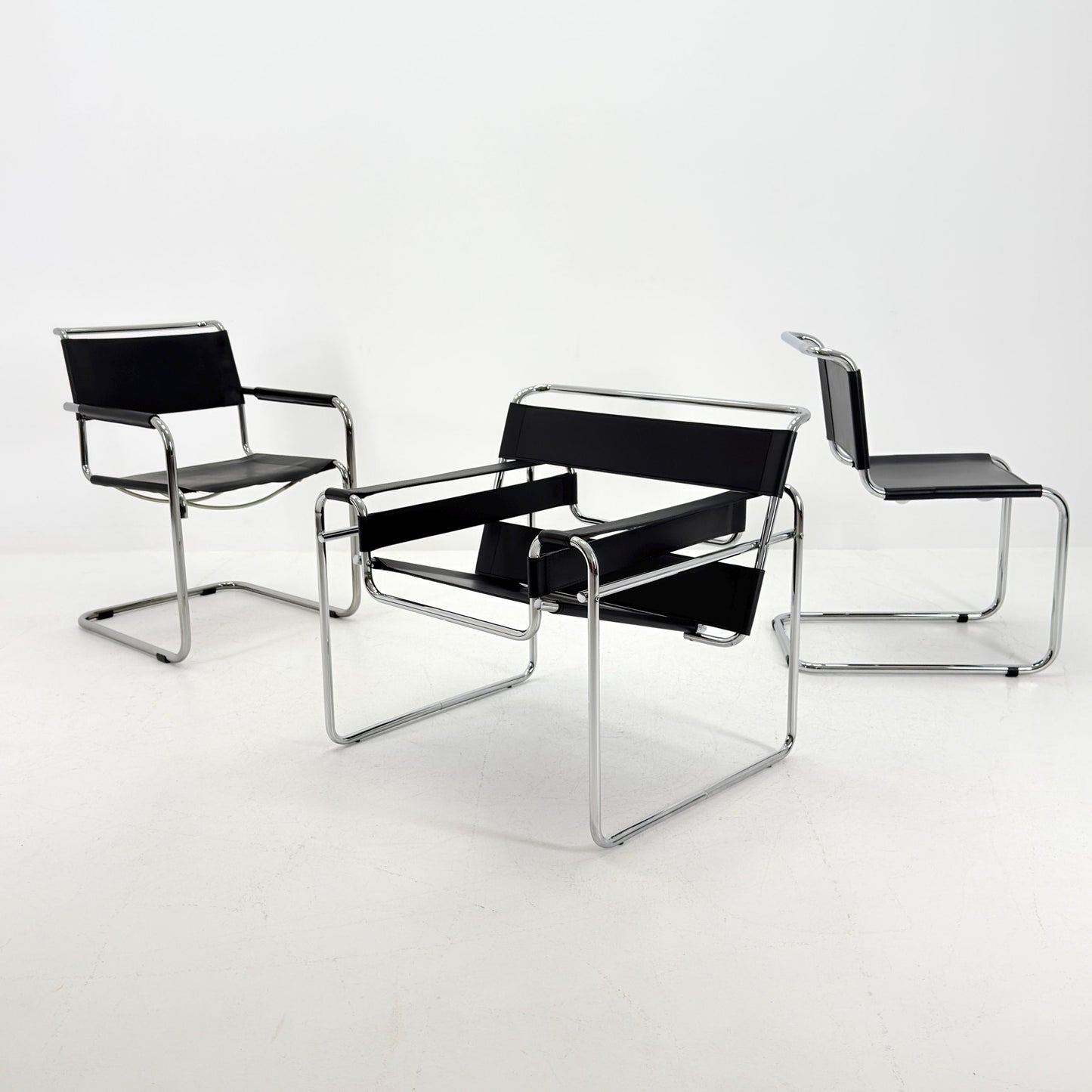 Mid century black B3 WASSILY Bauhaus Lounge armchair by Marcel Brauer 1980s Italy