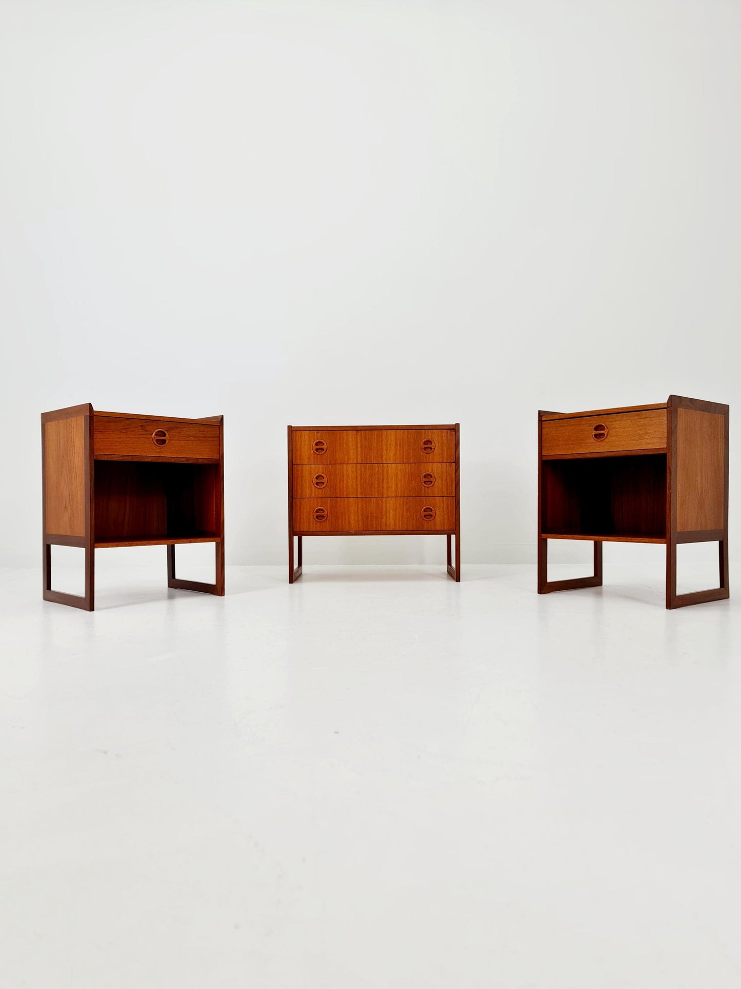 Pair of Midcentury by Arne Wahl Iversen teak vintage side table/ Bedside table/ Night stand, 1960s