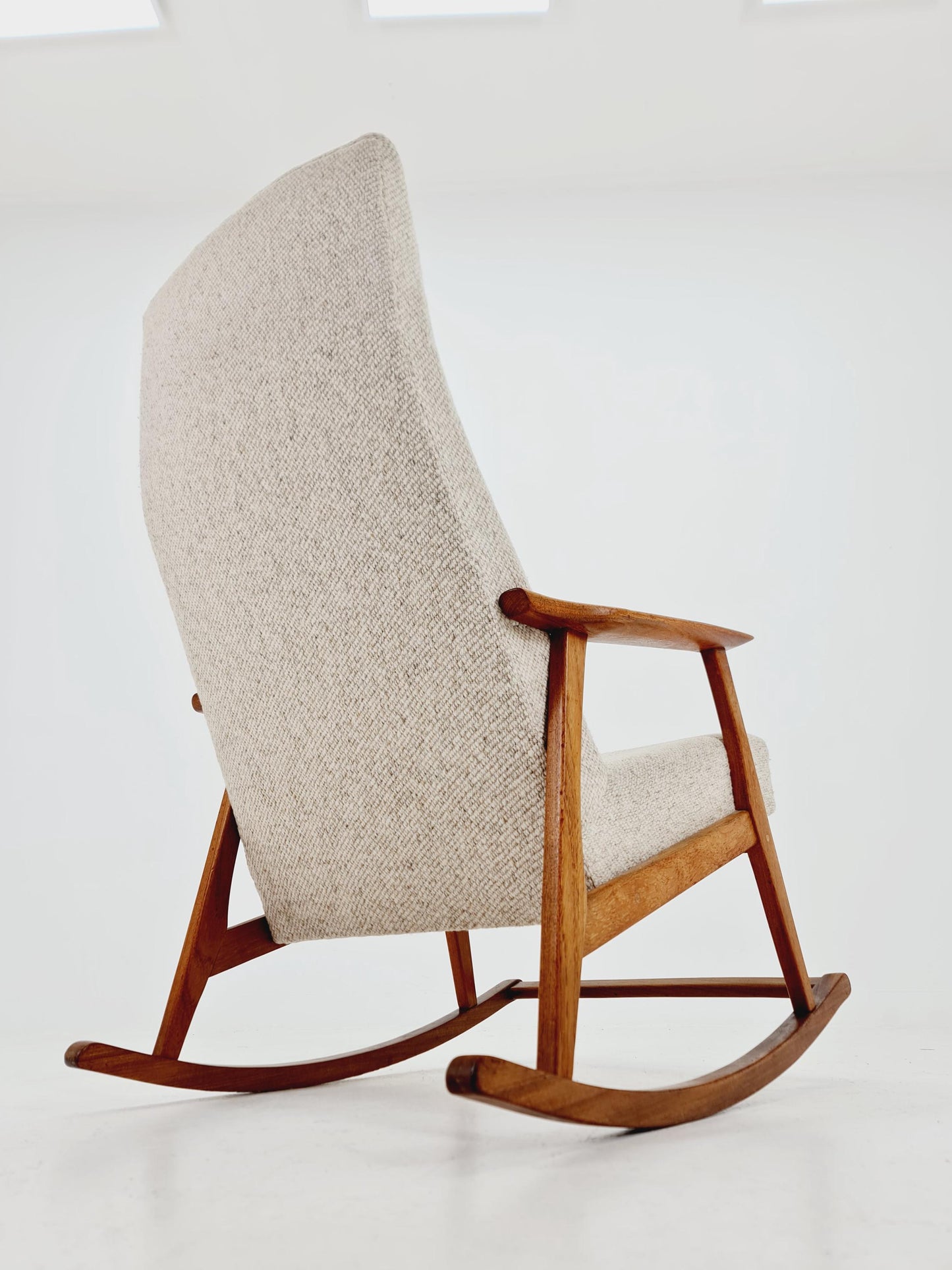 Mid century Scandinavian solid teak Rocking Chair , 1960s