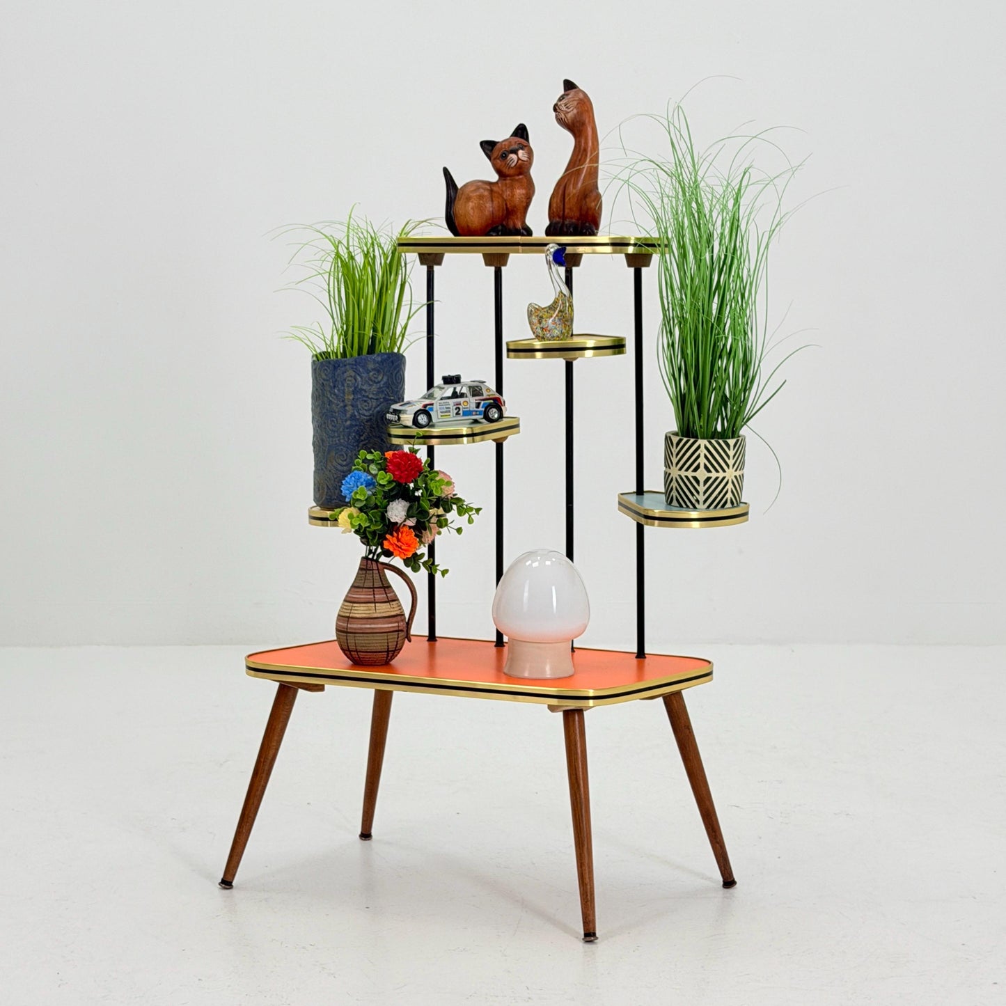 Mid Century Modern Plant Stand Germany 1960s | Colorful Vintage Flower Table | Minimalist Indoor Plant Holder | Retro Side Table