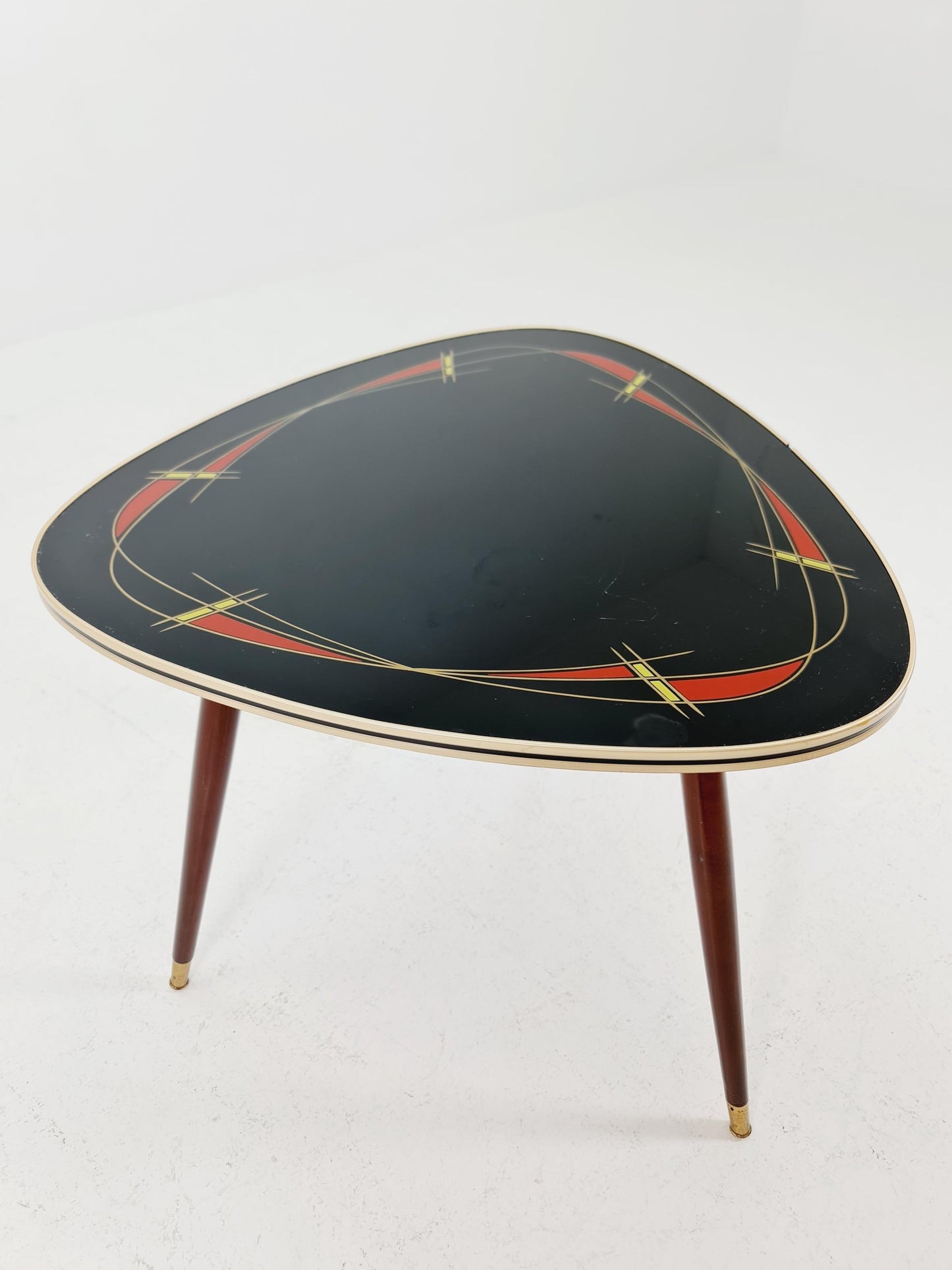 German Mid-Century Tripod Glass & Brass Coffee Table 1950s