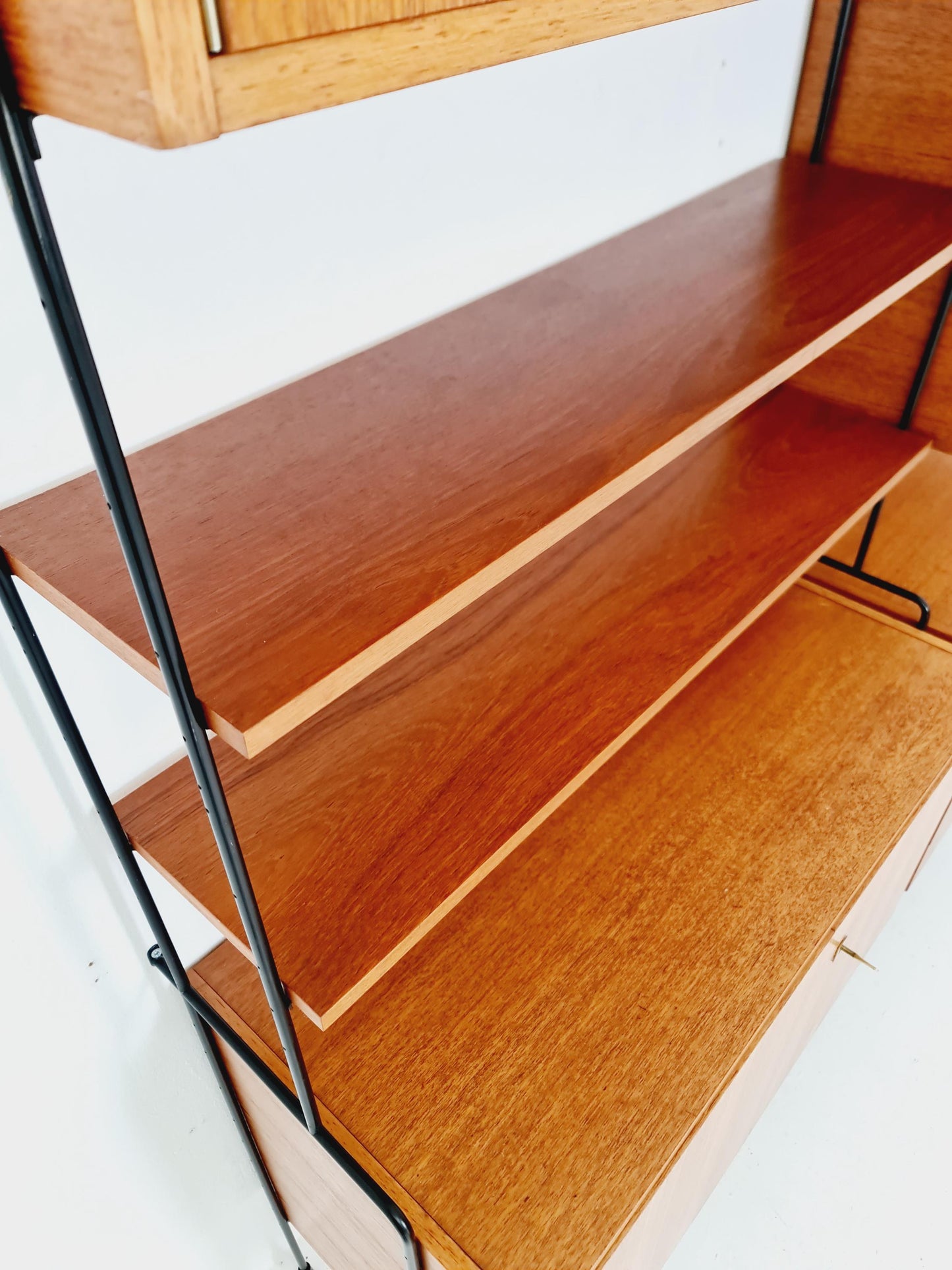 Mid century teak wall shelving unit by Hilker for Omnia, Germany, 1960s