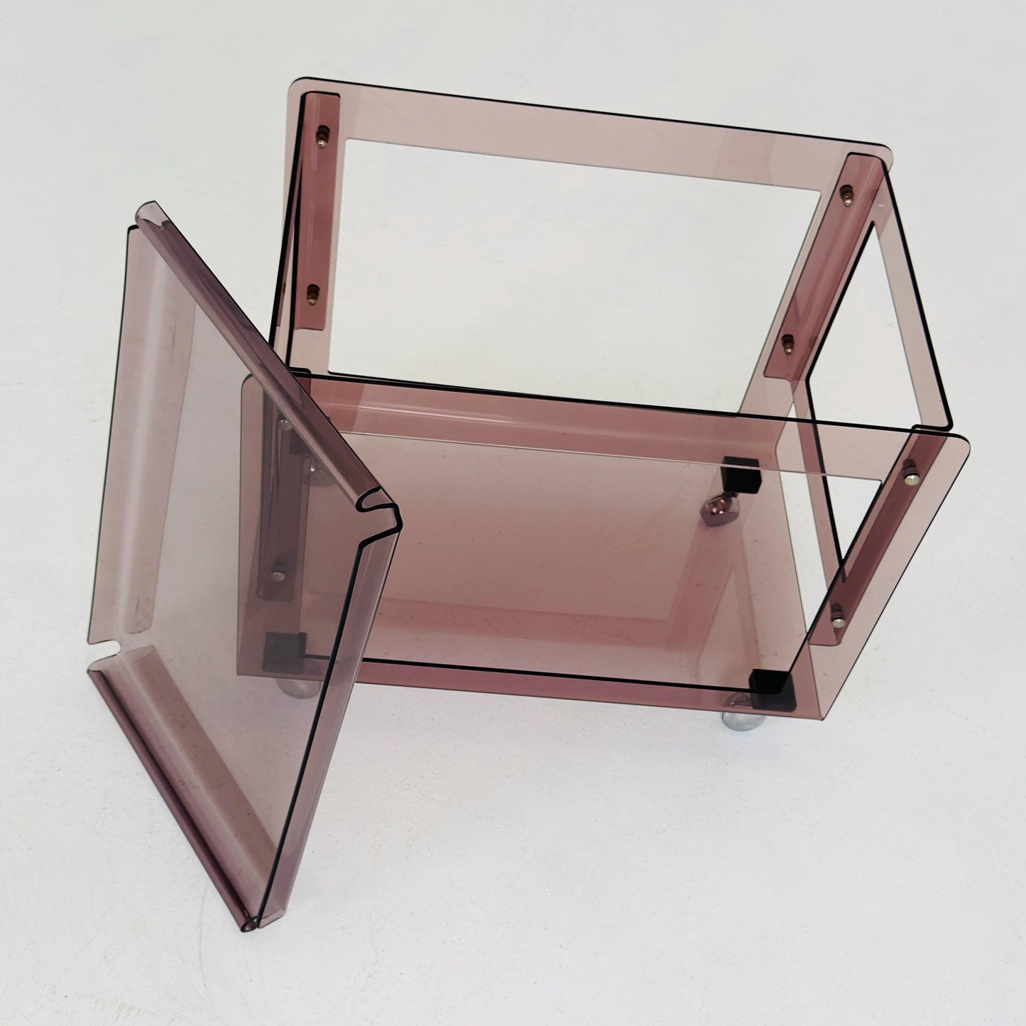 Space age Smoked Brown Plexiglass Trolley-side table by Michel Dumas for Roche Bobois 1970s