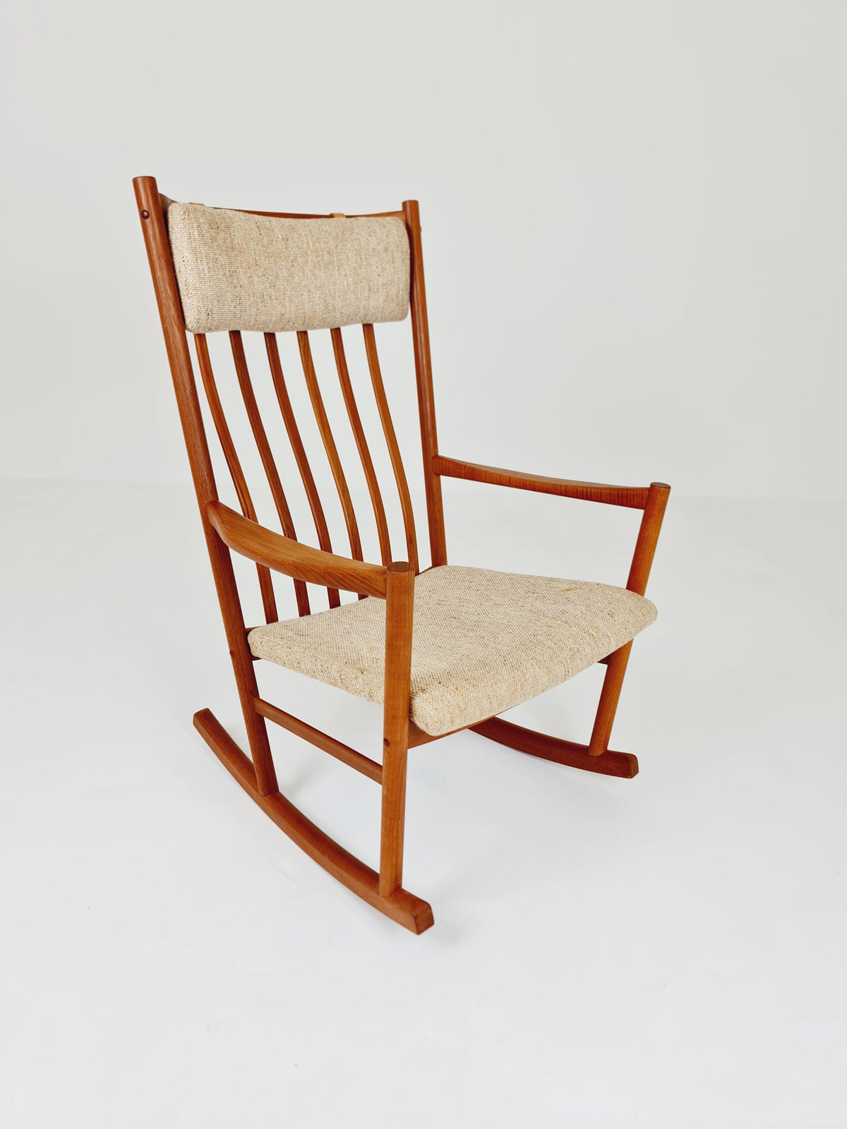 Mid century Scandinavian solid teak Rocking Chair by Hans Wegner for Tarm Stole, 1960s