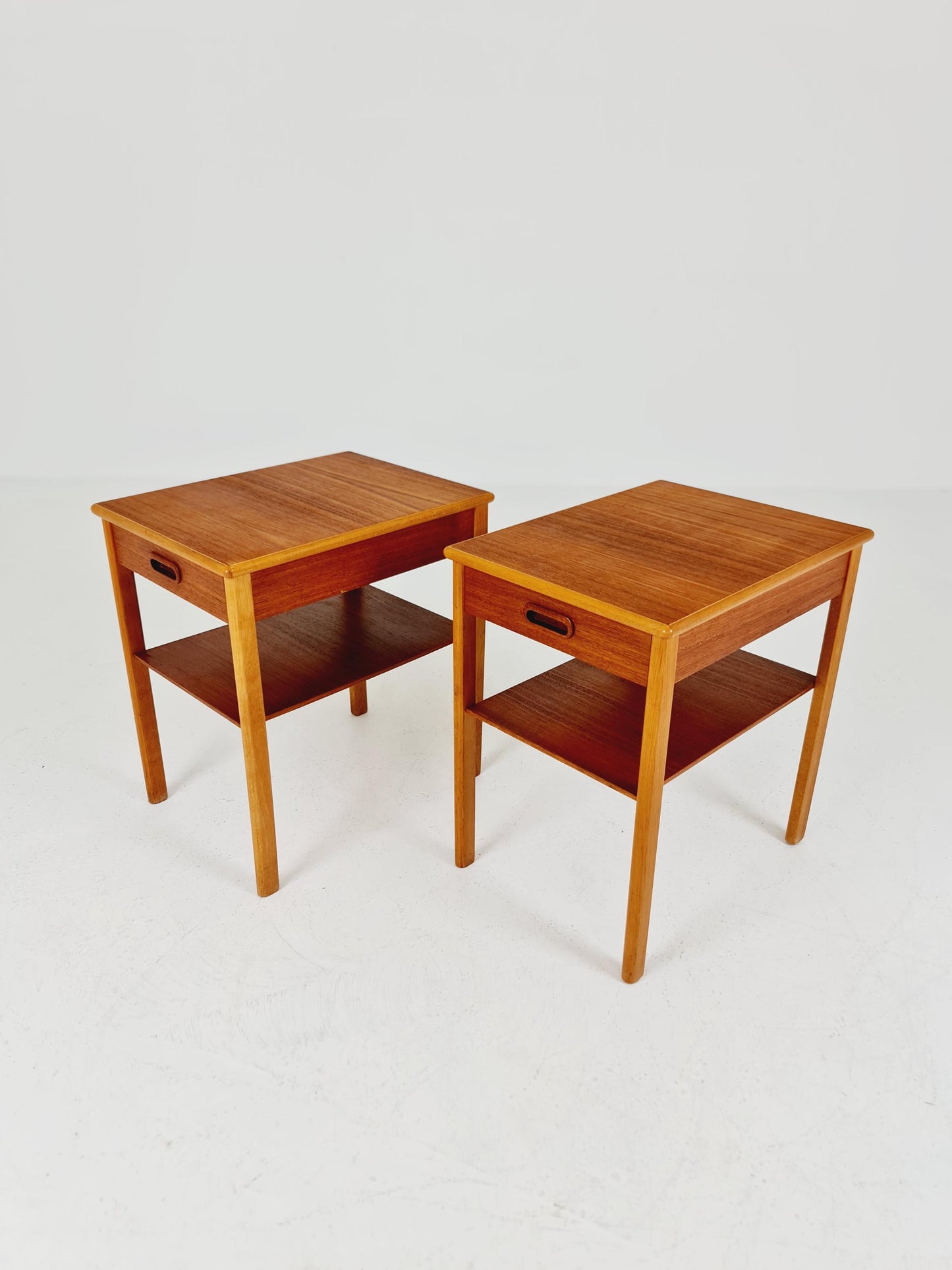 Mid century Danish teak & Oak bedside tables/ nightstands , 1960s, set of 2