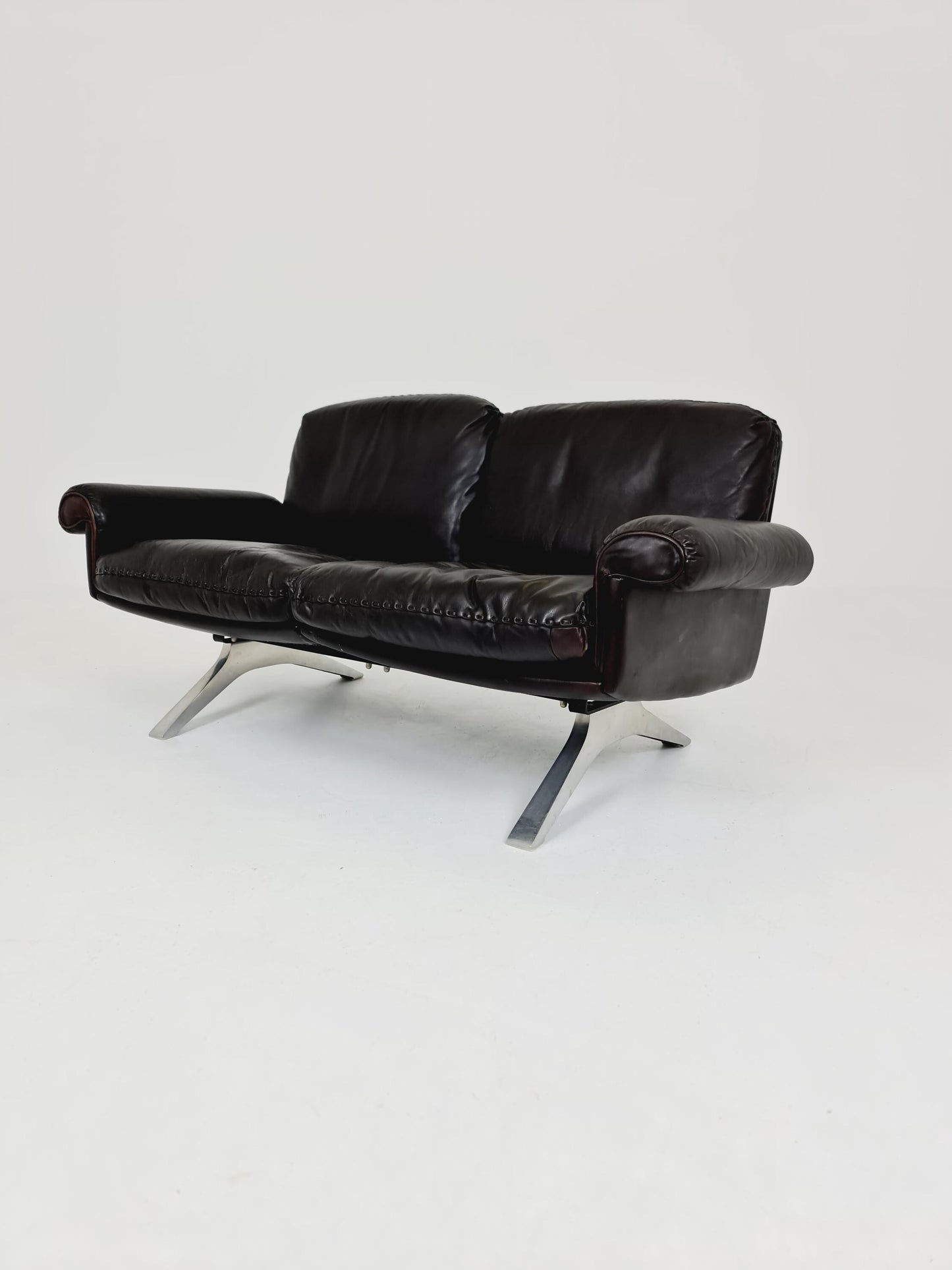 Vintage Swiss leather Lounge Sofa 2 seater by De Sede Ds 31 Switzerland, 1970s