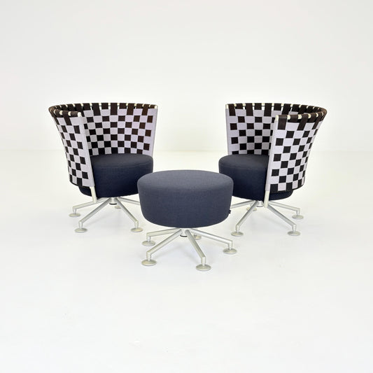 Mid century modern Peter Maly Circus Lounge Chairs & Ottoman for COR Germany, 1990s