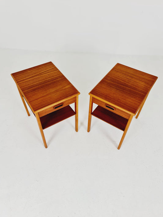 Mid century Danish teak & Oak bedside tables/ nightstands , 1960s, set of 2