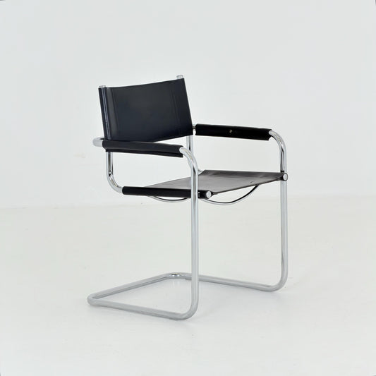 Mid century Bauhaus B34 black cantilevered chair by Mart Stam for Fasem Italy 1980s