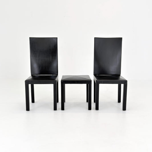 Mid Century Modern Dining Set of 3 by Paolo Piva Arcadia Chairs & Stool for B-B Italia 1980s Italy