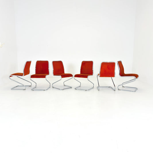 Set of 6 Mid Century Cantilever Dining Z-Chairs 1980s Italy