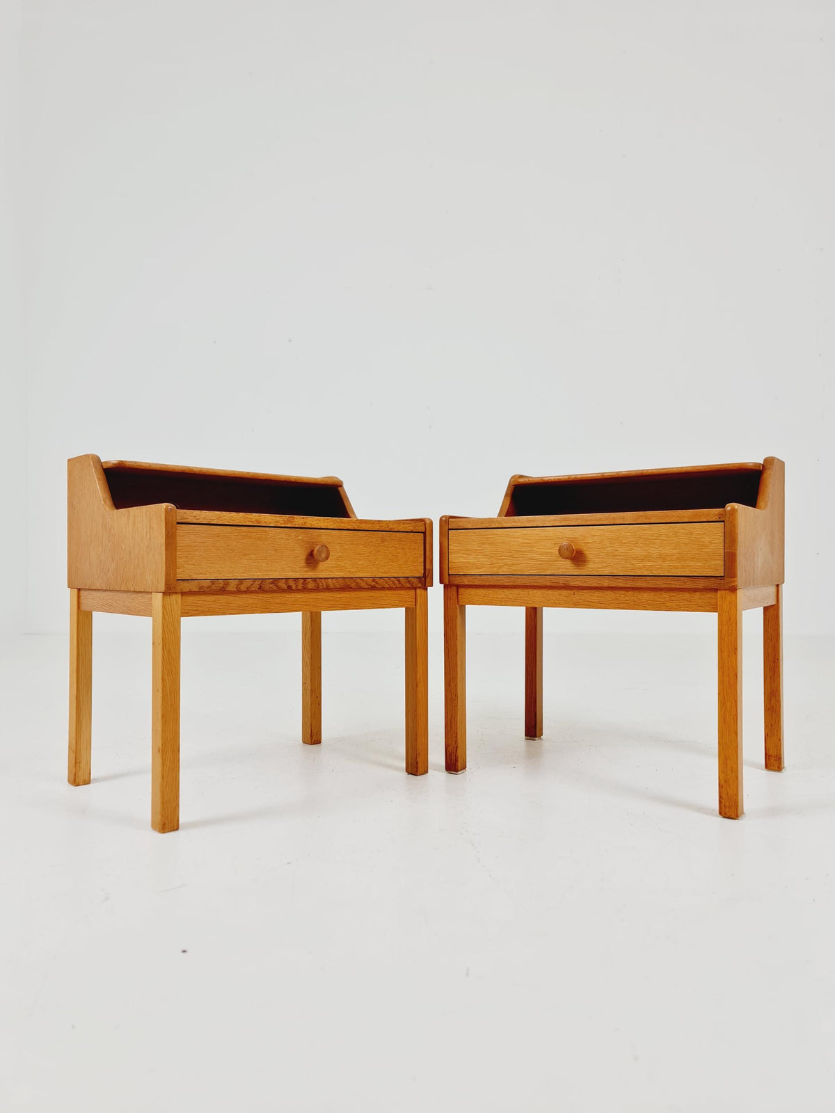Pair of Swedish Midcentury Oak Vintage Side table/ Bedside table/ Night stand 1960s