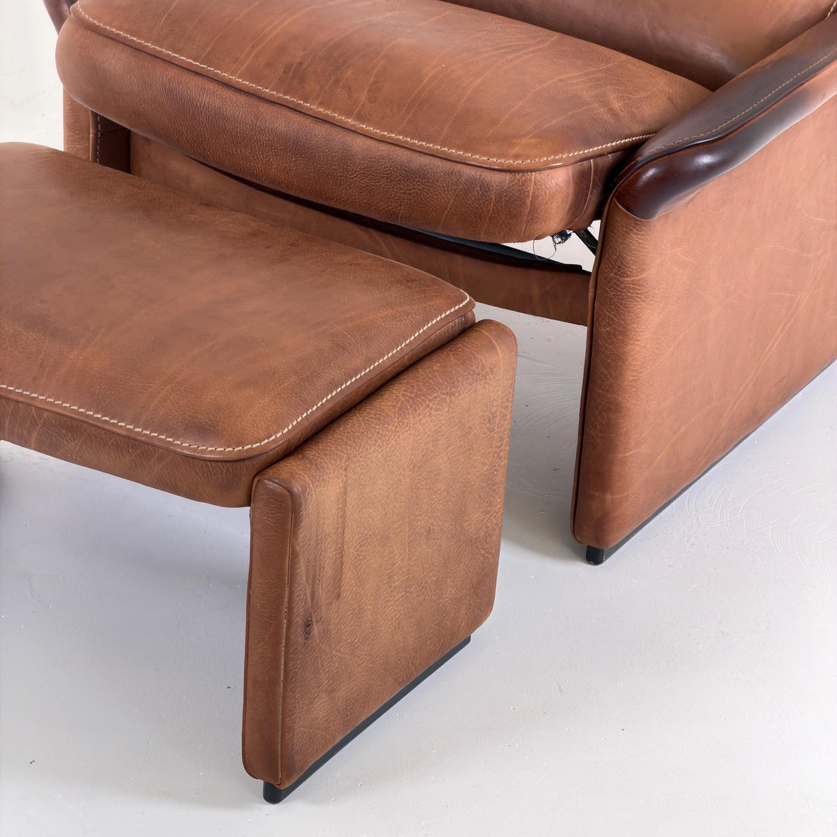 Mid Century De Sede DS31 high back armchair cognac leather Switzerland 1970s
