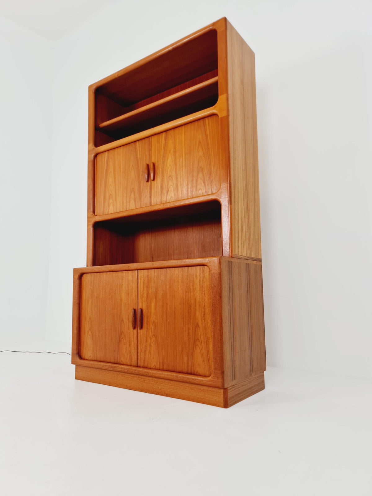 Vintage Dyrlund Danish Teak Wall Unit /Bar Cabinet with Lighting Tambour Doors 1980s