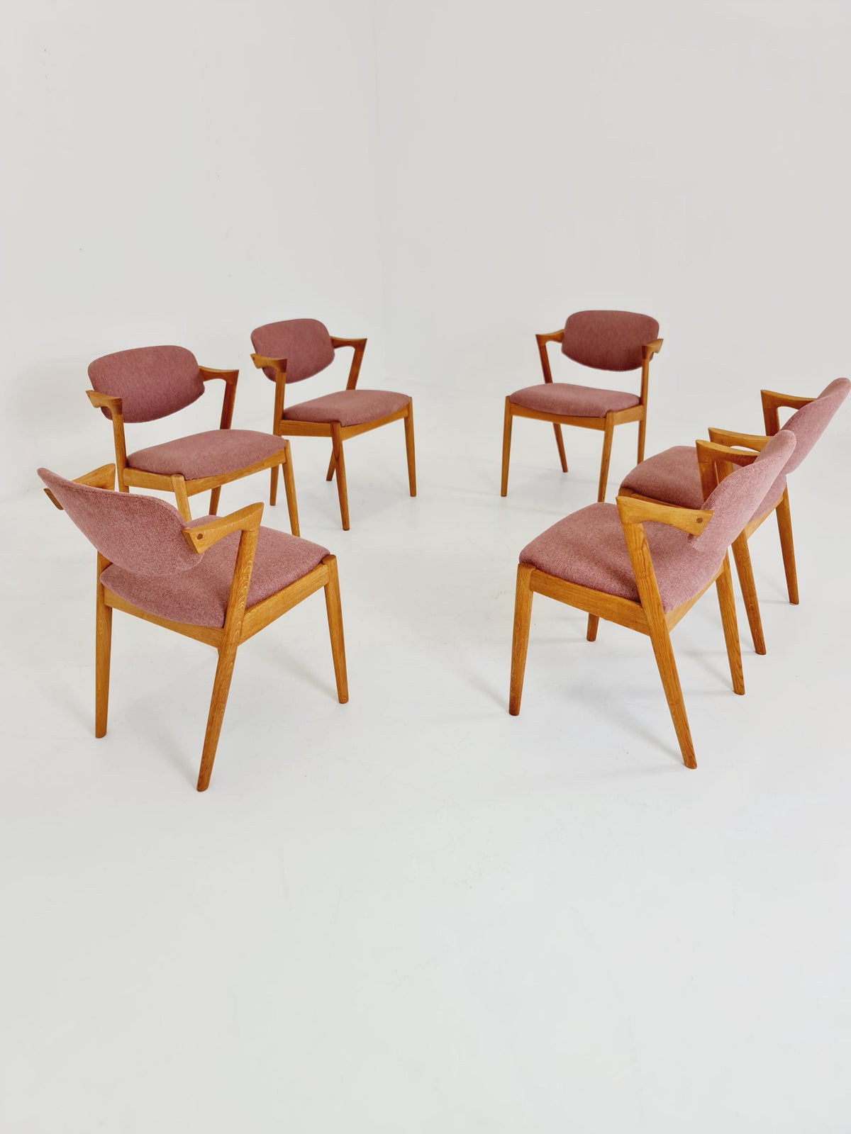 Mid Century Danish dining Oak chairs by Kai Kristiansen for Schou Andersen Model 42 - 1960s, set of 6