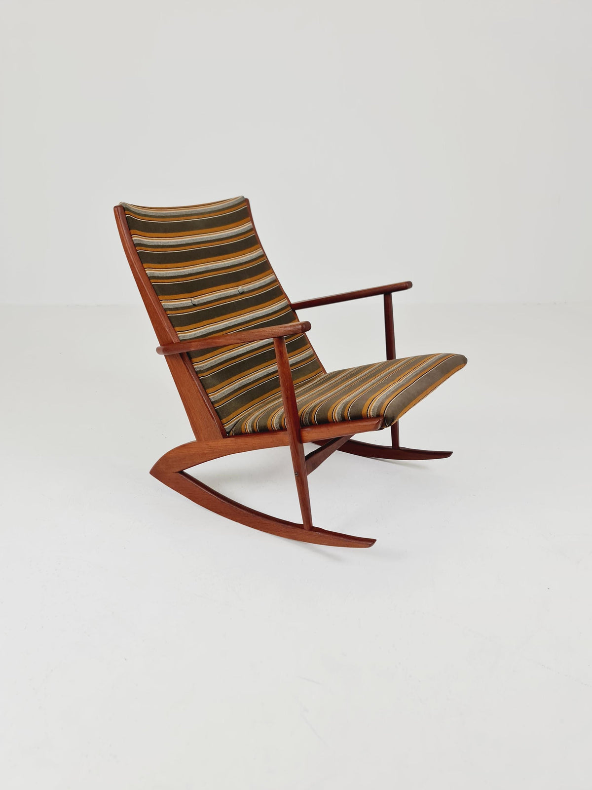 Rare Danish Teak Rocking Chair by Soren Georg Jensen For Kubus Möbelfabrik Modell 87 , 1960s