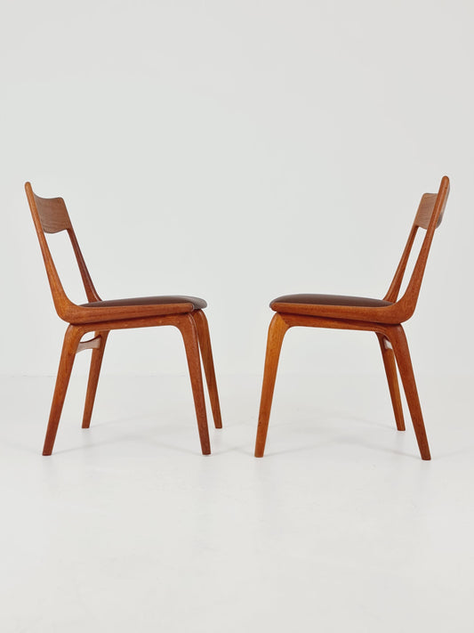 Mid Century Danish Teak Dining Chairs BY E.christensen for Slagelse Boomerang chair ,1960s model 370 Set of 2