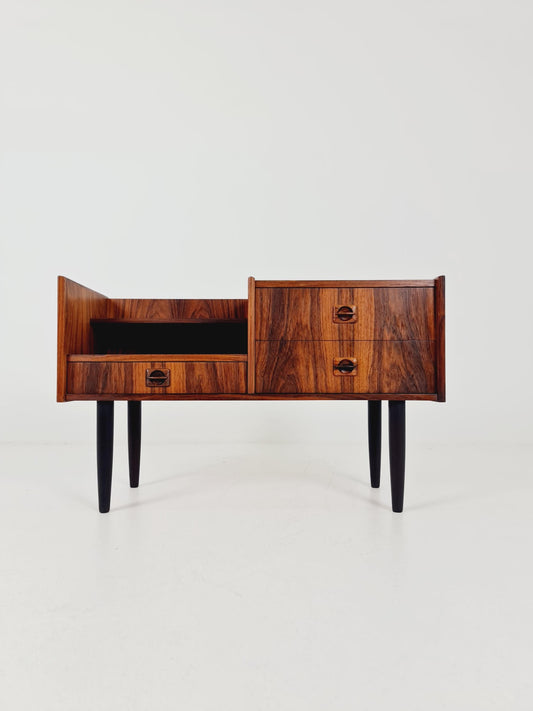 Mid-Century Modern Rosewood Entryway Console Table & Drawer Unit | Danish Design Telephone Bench 1960s