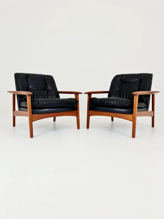 Ultra Rare Mid century easy lounge chairs Denmark 1960s, Set of 2