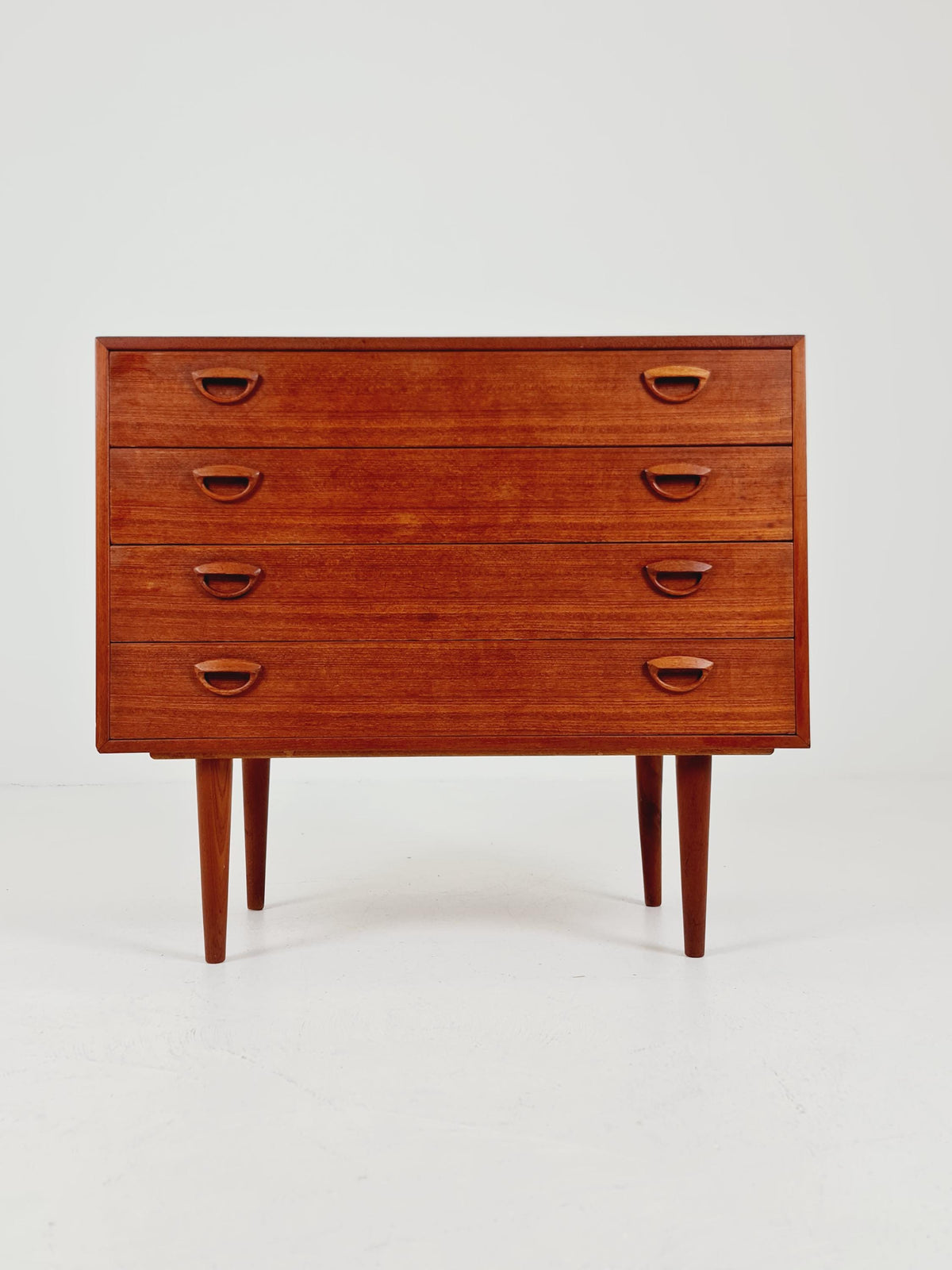 Midcentury danish Teak drawer dresser /4 drawers by Kai Kristiansen for Feldballes Möbelfabrik , 1960s