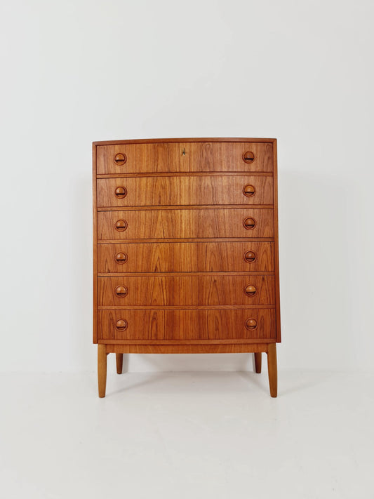 Midcentury danish Curved design chest of drawers tallboy BY Kai Kristiansen ,1960s