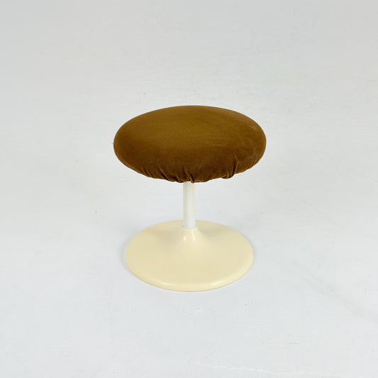Sopac age German vintage white plastic tulip stool with orange seat, 1970s