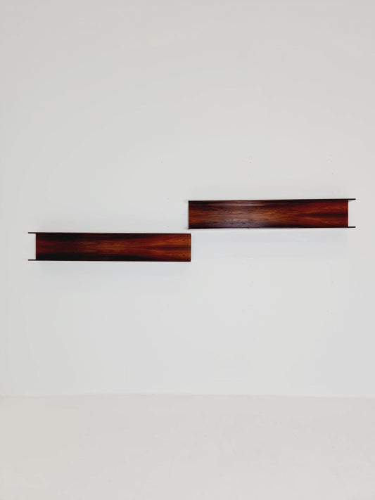 Long Rosewood German Wilheilm Renz for Walter Renz hanging shelf, 1960s