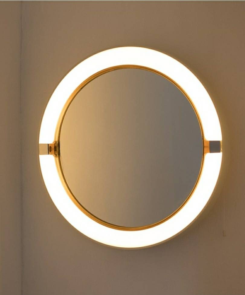 Allibert vintage backlit mirror titled A40 Space Age Design, wall mounted, France. 1970s