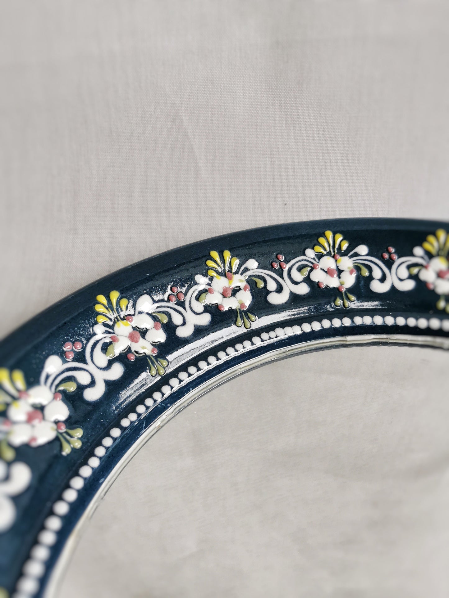 Art Deco ceramic wall mirror by Gmundner Keramik / austrian vintage 1970s