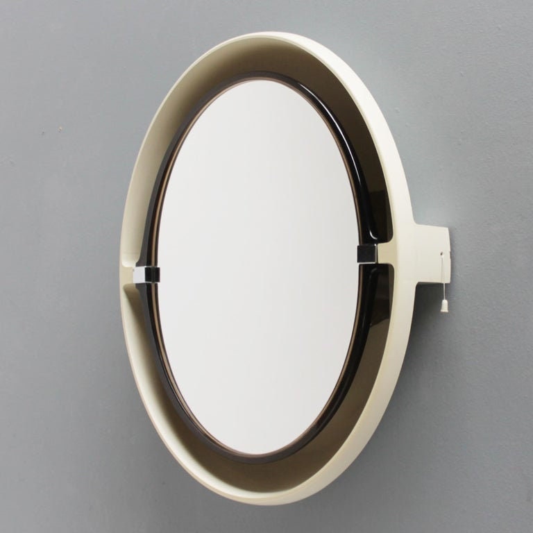 Allibert A136 vintage Mirror titiling Backlit space age design , france .1970s