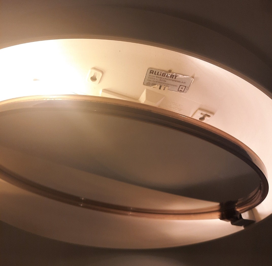 Allibert vintage backlit mirror titled A40 Space Age Design, wall mounted, France. 1970s