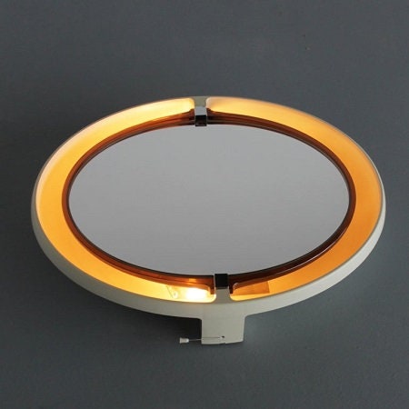 Allibert A136 vintage Mirror titiling Backlit space age design , france .1970s