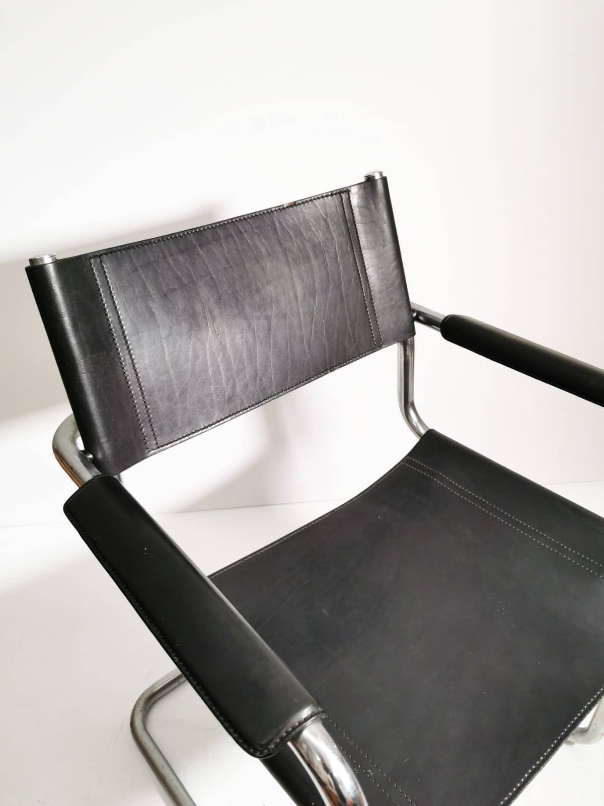 1 of 6 Black Model MG5 Centro Studi desk chair by Mart Stam & Marcel Breuer 1970s