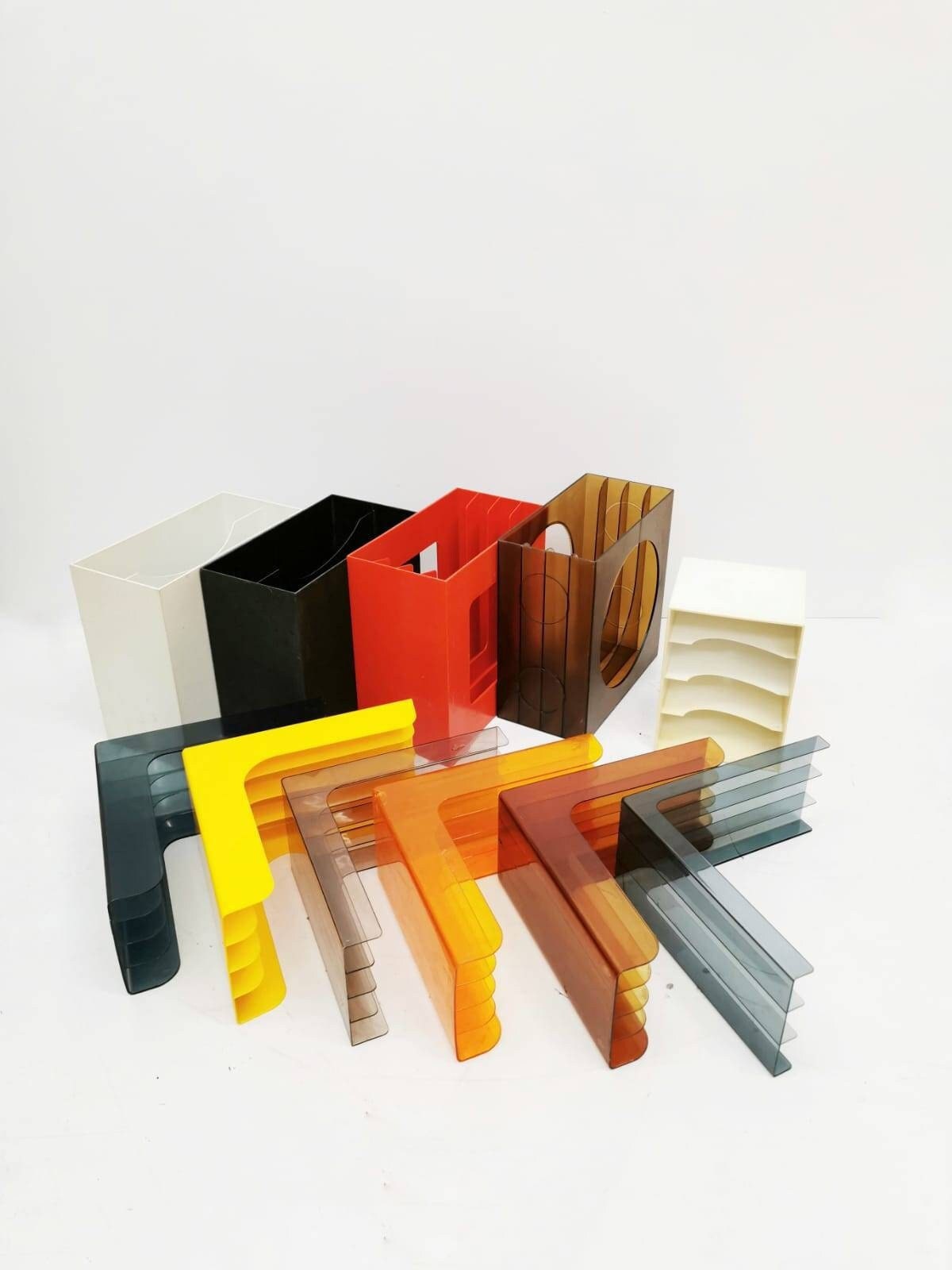 Mid-Century Colorful vinyl storage holder, modular record holder, vintage space age brands from the 70s