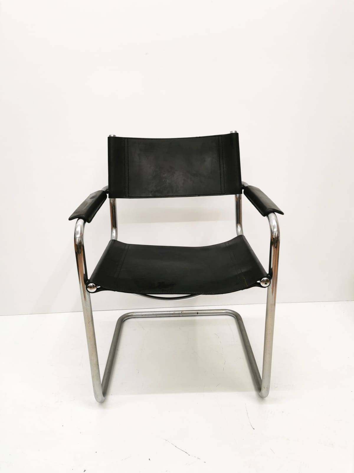 1 of 6 Black Model MG5 Centro Studi desk chair by Mart Stam & Marcel Breuer 1970s
